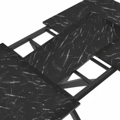 IDMarket Table à manger rectangulaire extensible métal et effet marbre noir 160-200 cm* Collection Design|Tables