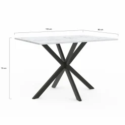 IDMarket Table à manger rectangulaire effet marbre blanc pied araignée métal noir* Collection Design|Tables