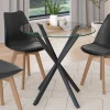 IDMarket Table à manger ronde 80 cm 4 personnes pied araignée noir et plateau verre* Collection Métal|Tables Et Chaises