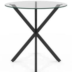 IDMarket Table à manger ronde 80 cm 4 personnes pied araignée noir et plateau verre* Collection Métal|Tables Et Chaises