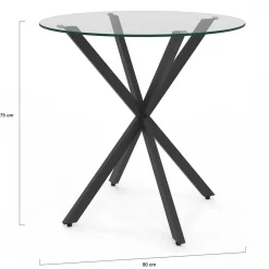 IDMarket Table à manger ronde 80 cm 4 personnes pied araignée noir et plateau verre* Collection Métal|Tables Et Chaises
