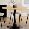 IDMarket Table à manger ronde 100 cm bois et noir 4 personnes pied tulipe* Tables|Collection Design