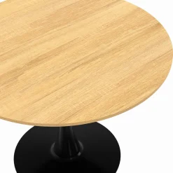 IDMarket Table à manger ronde 100 cm bois et noir 4 personnes pied tulipe* Tables|Collection Design