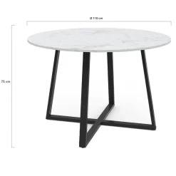 IDMarket Table à manger ronde 4-6 personnes 110 cm effet marbre blanc et noir* Collection Design|Collection Moderne