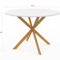 IDMarket Table à manger ronde 6 personnes 110 cm bois et blanc* Tables|Tables Et Chaises