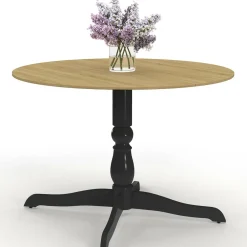 IDMarket Table à manger ronde 4-6 personnes 110cm bois façon hêtre et noir* Tables Et Chaises|Tables