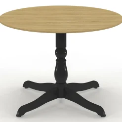 IDMarket Table à manger ronde 4-6 personnes 110cm bois façon hêtre et noir* Tables Et Chaises|Tables