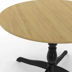 IDMarket Table à manger ronde 4-6 personnes 110cm bois façon hêtre et noir* Tables Et Chaises|Tables