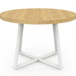 IDMarket Table à manger ronde 4-6 personnes bois et blanc 110-150 cm* Tables|Tables Et Chaises