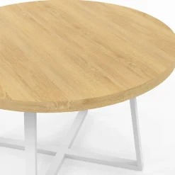 IDMarket Table à manger ronde 4-6 personnes bois et blanc 110-150 cm* Tables|Tables Et Chaises