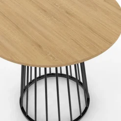 IDMarket Table à manger ronde 4 personnes plateau bois et pied en métal noir 80 cm* Tables|Tables Et Chaises