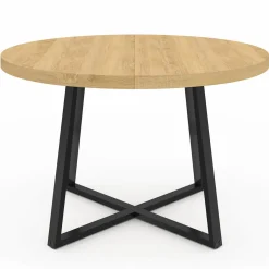 IDMarket Table à manger ronde 4-6 personnes bois et noir* Tables