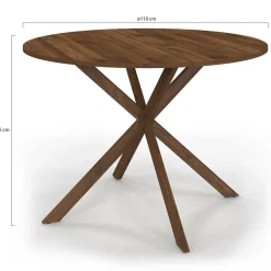 IDMarket Table à manger ronde ALIX 6 personnes pied araignée noyer 110 cm* Collection Vintage|Tables