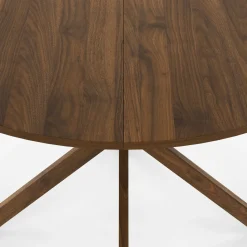 IDMarket Table à manger ronde ALIX 6 personnes pied araignée noyer 110 cm* Collection Vintage|Tables