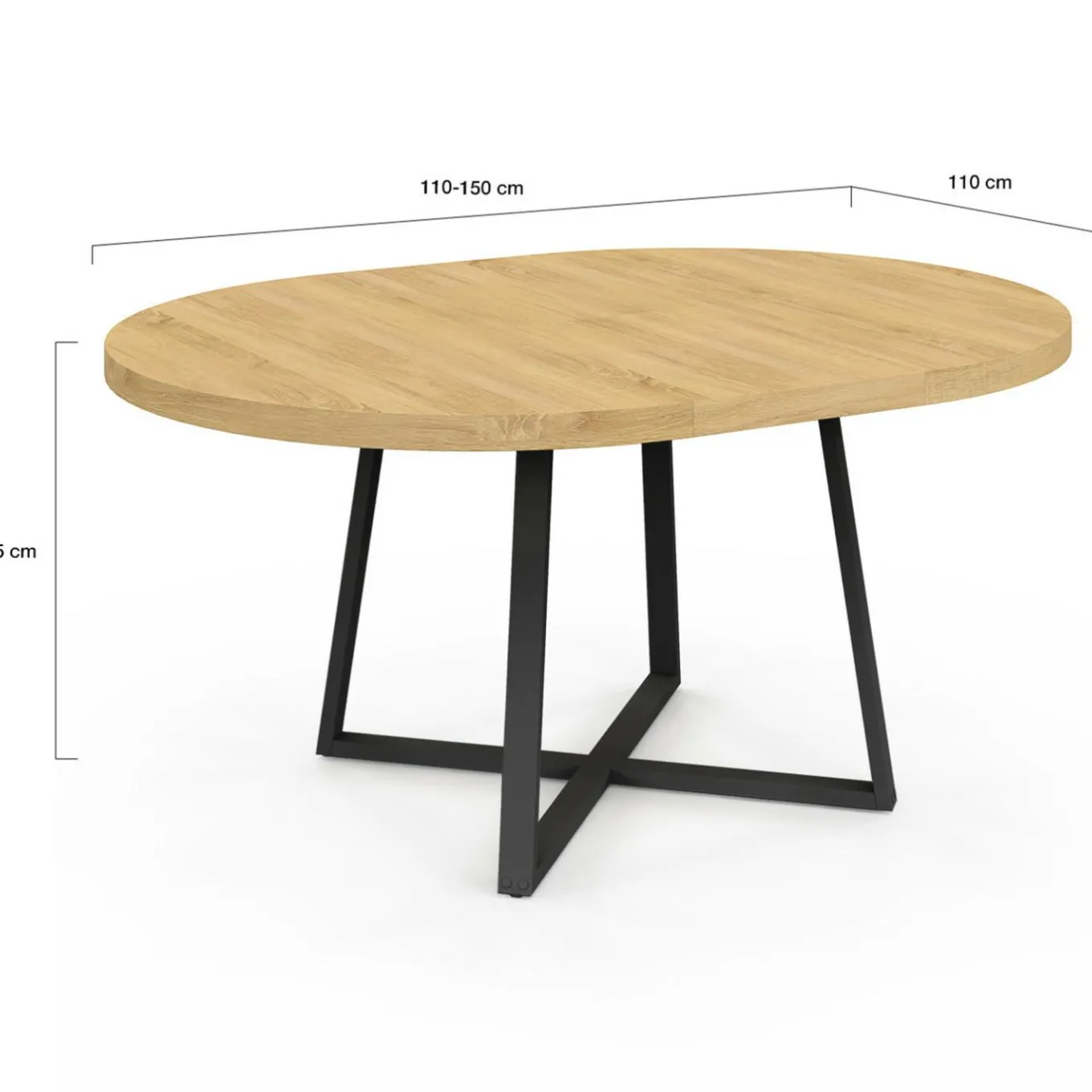 IDMarket Table à manger ronde bois et noir 4-8 personnes* Tables|Salle À Manger Complète