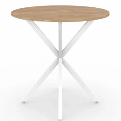 IDMarket Table à manger ronde bois et blanc 80 cm 2-4 personnes* Tables|Tables Et Chaises