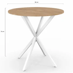 IDMarket Table à manger ronde bois et blanc 80 cm 2-4 personnes* Tables|Tables Et Chaises
