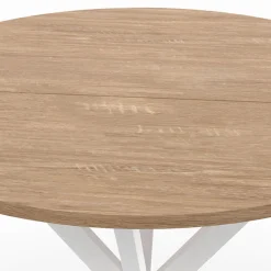 IDMarket Table à manger ronde bois et blanc 80 cm 2-4 personnes* Tables|Tables Et Chaises