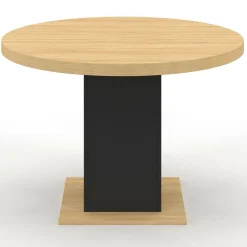 IDMarket Table à manger ronde bois et noir 6 personnes* Collection Moderne|Tables