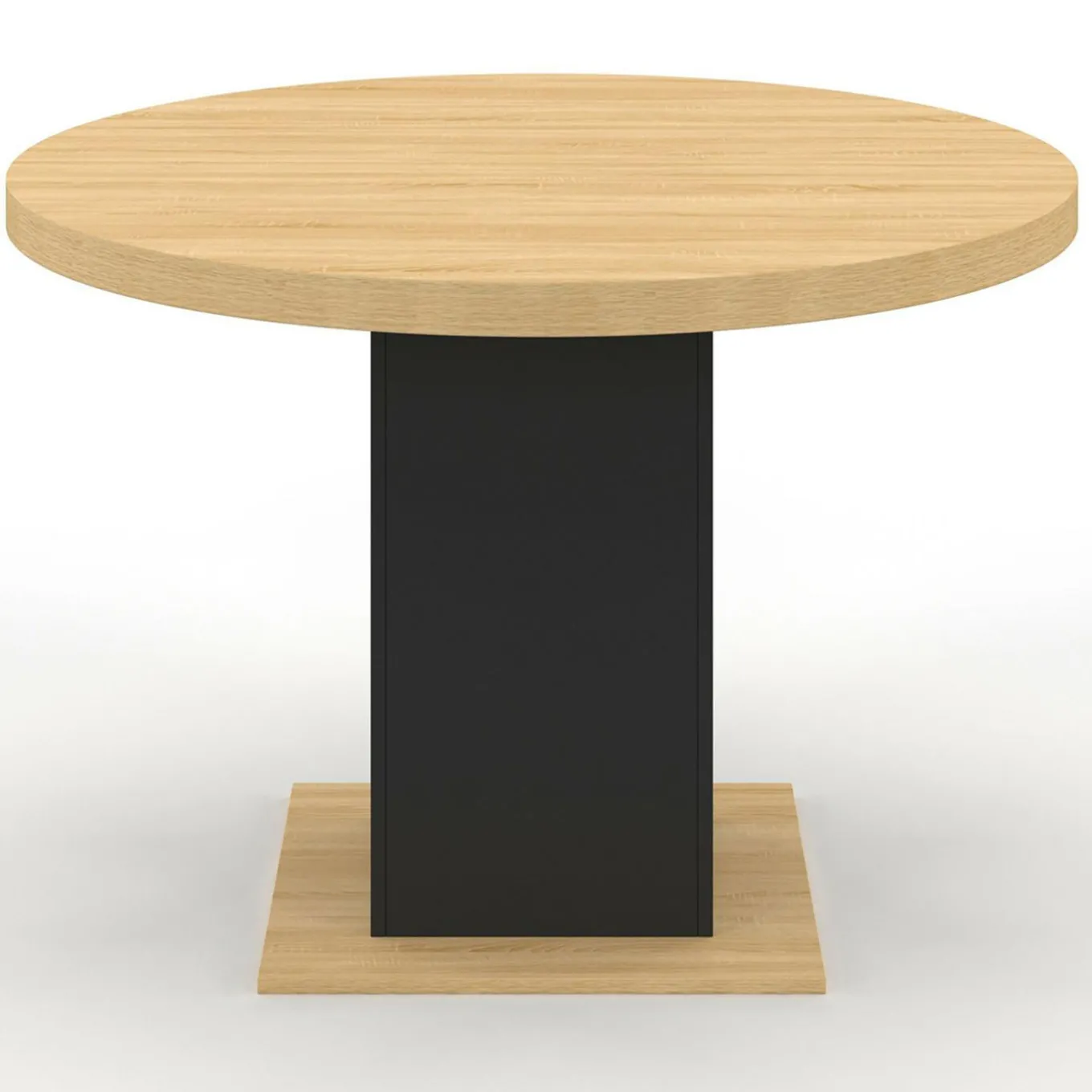 IDMarket Table à manger ronde bois et noir 6 personnes* Collection Moderne|Tables