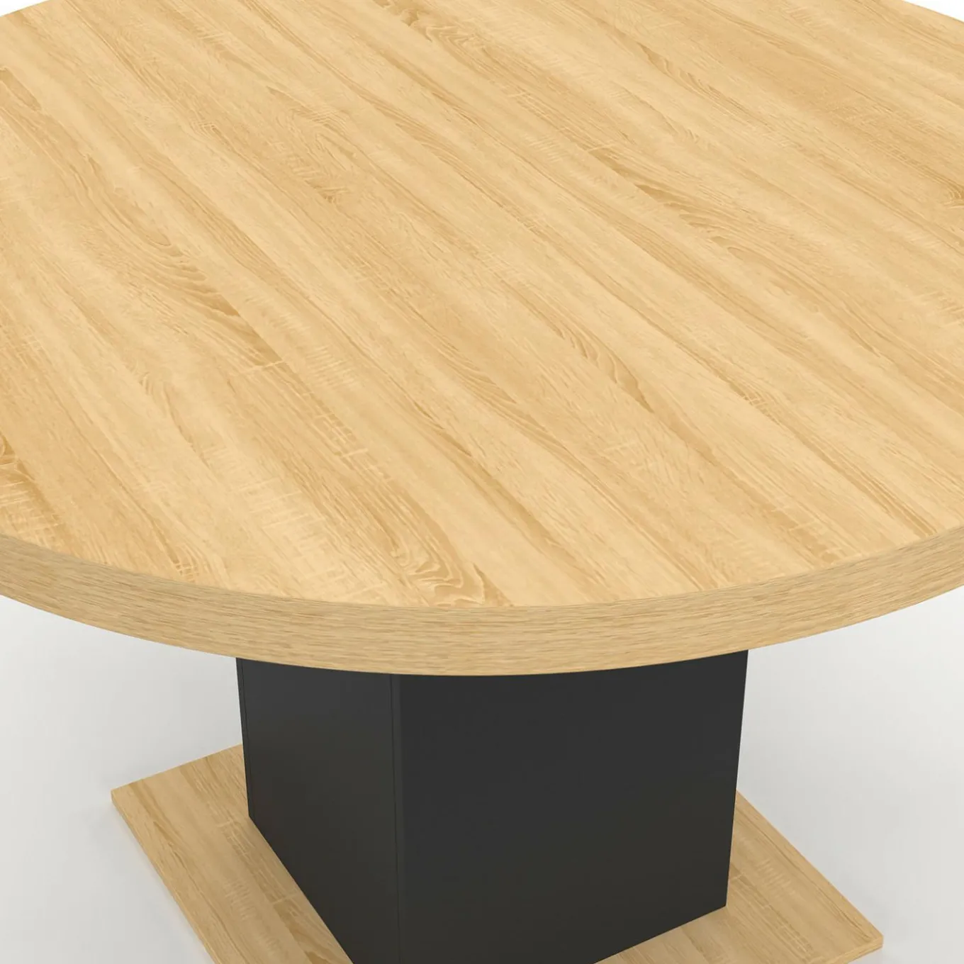 IDMarket Table à manger ronde bois et noir 6 personnes* Collection Moderne|Tables