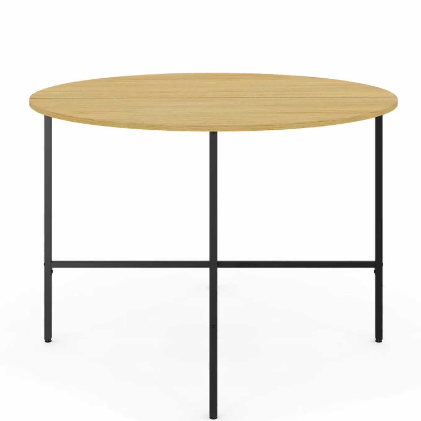 IDMarket Table à manger ronde bois et métal 110 cm 4 personnes* Tables|Tables Et Chaises