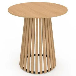 IDMarket Table à manger ronde CARMEN 6 personnes pied bois en lattes et plateau bois 80 cm* Meubles En Bois|Tables