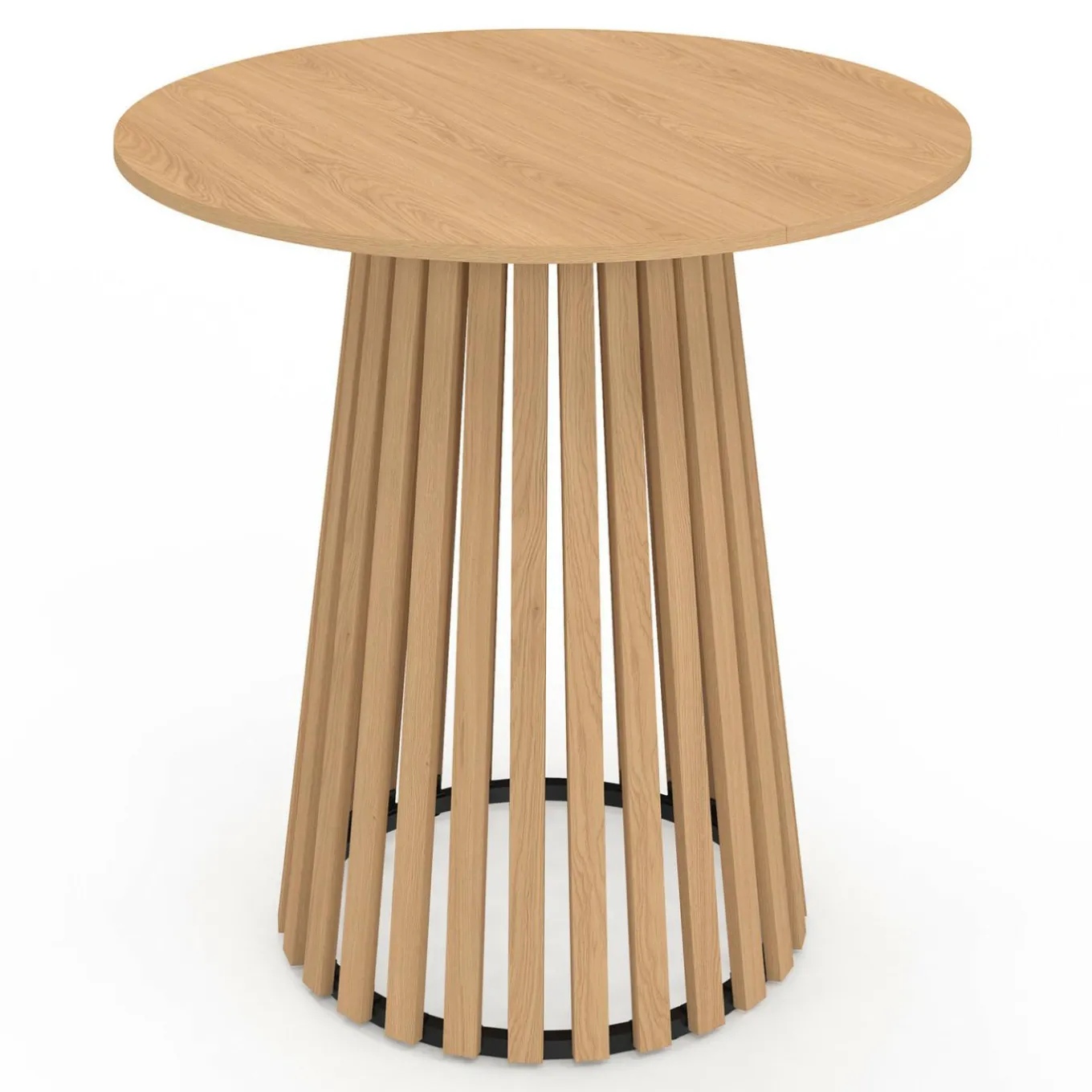 IDMarket Table à manger ronde CARMEN 6 personnes pied bois en lattes et plateau bois 80 cm* Meubles En Bois|Tables