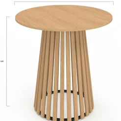 IDMarket Table à manger ronde CARMEN 6 personnes pied bois en lattes et plateau bois 80 cm* Meubles En Bois|Tables