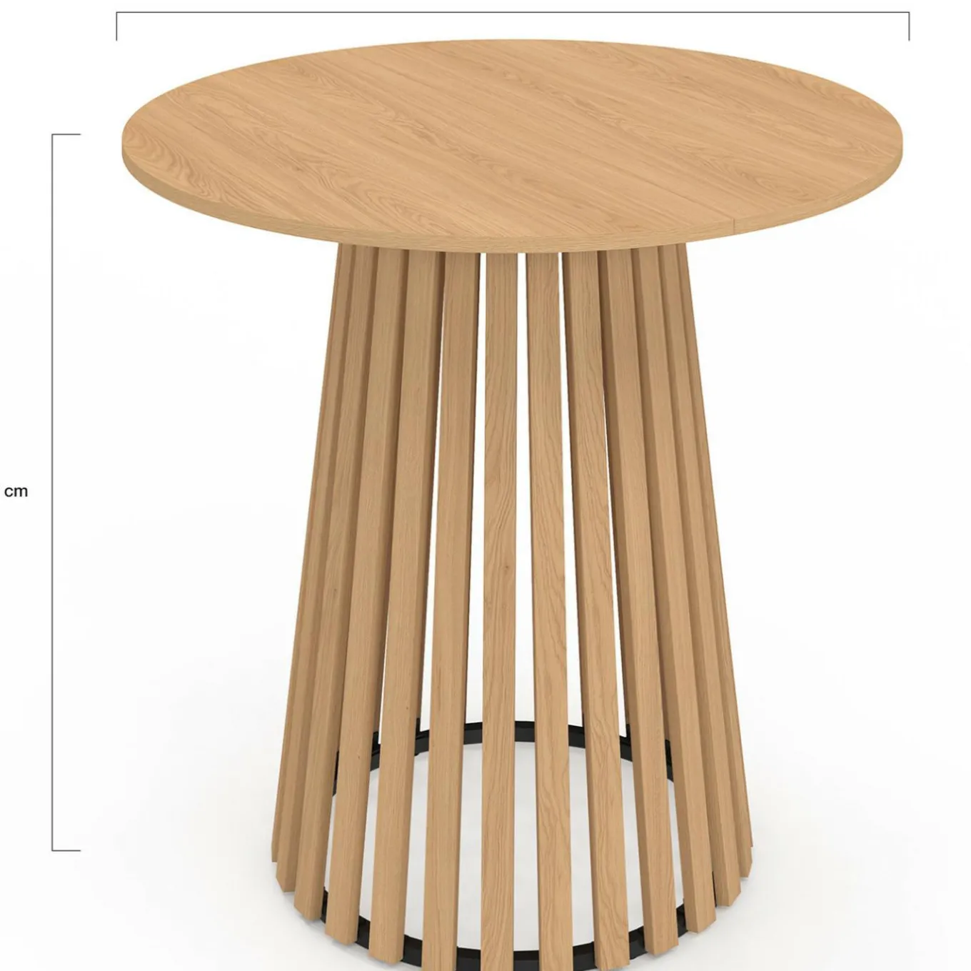 IDMarket Table à manger ronde CARMEN 6 personnes pied bois en lattes et plateau bois 80 cm* Meubles En Bois|Tables