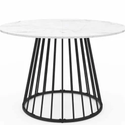 IDMarket Table à manger ronde effet marbre blanc et pied en métal* Collection Contemporaine|Tables