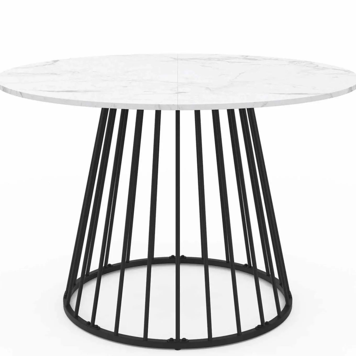 IDMarket Table à manger ronde effet marbre blanc et pied en métal* Collection Contemporaine|Tables