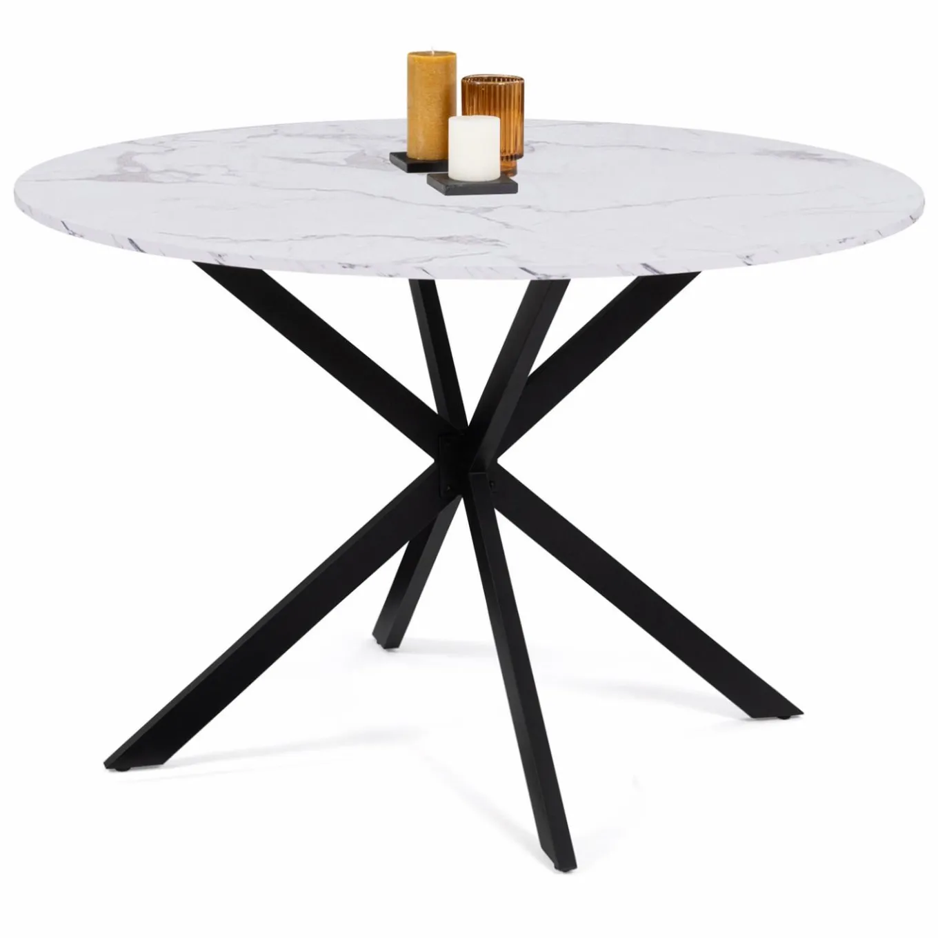 IDMarket Table à manger ronde effet marbre blanc 4-6 personnes* Collection Design|Collection Moderne