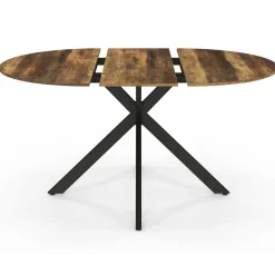 IDMarket Table à manger ronde extensible bois foncé et noir 110-150 cm 4-8 personnes pied araignée* Tables