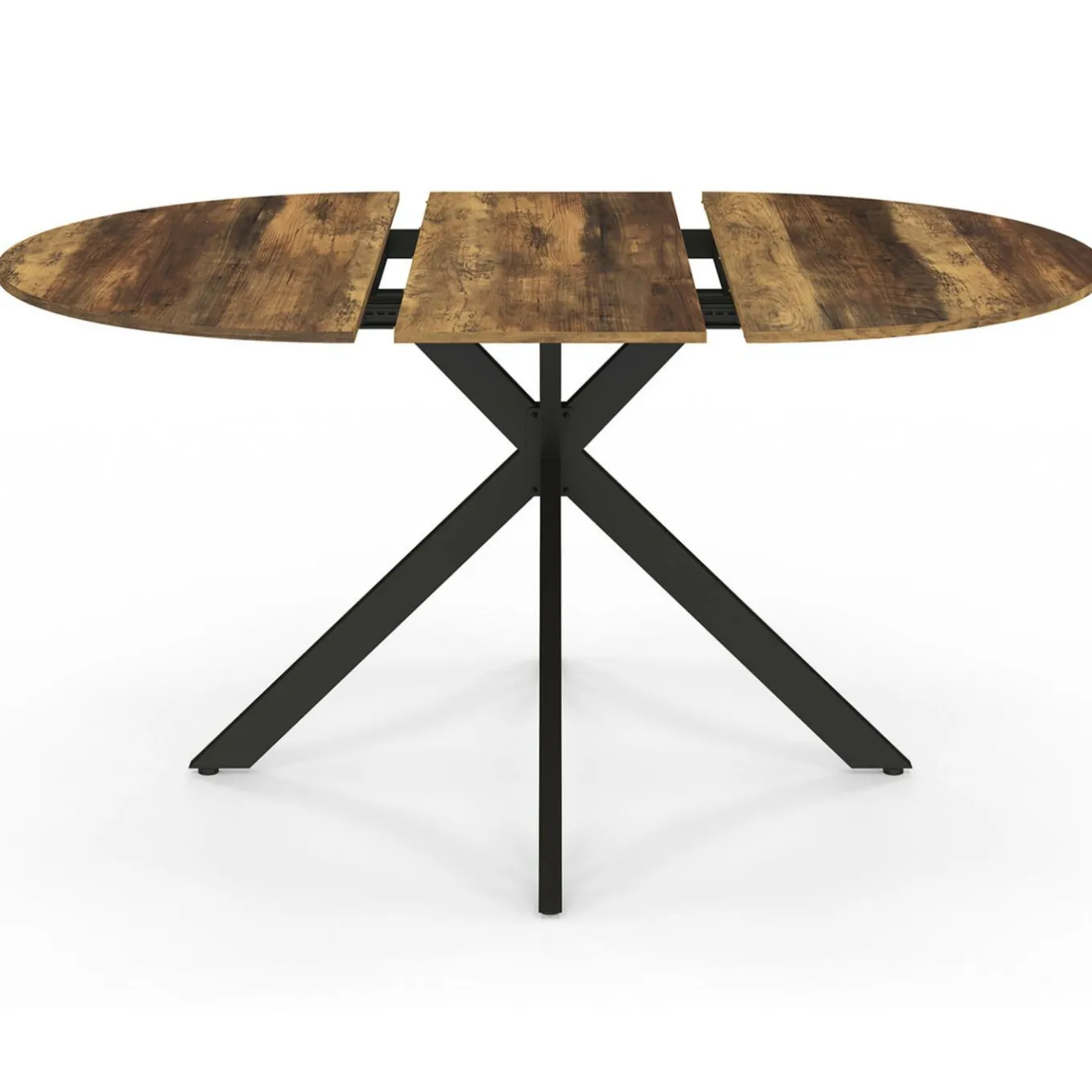 IDMarket Table à manger ronde extensible bois foncé et noir 110-150 cm 4-8 personnes pied araignée* Tables