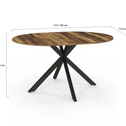 IDMarket Table à manger ronde extensible bois foncé et noir 110-150 cm 4-8 personnes pied araignée* Tables
