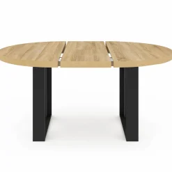 IDMarket Table à manger ronde extensible bois et noir 4-6 personnes* Tables|Tables Et Chaises