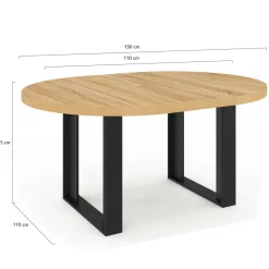 IDMarket Table à manger ronde extensible bois et noir 4-6 personnes* Tables|Tables Et Chaises