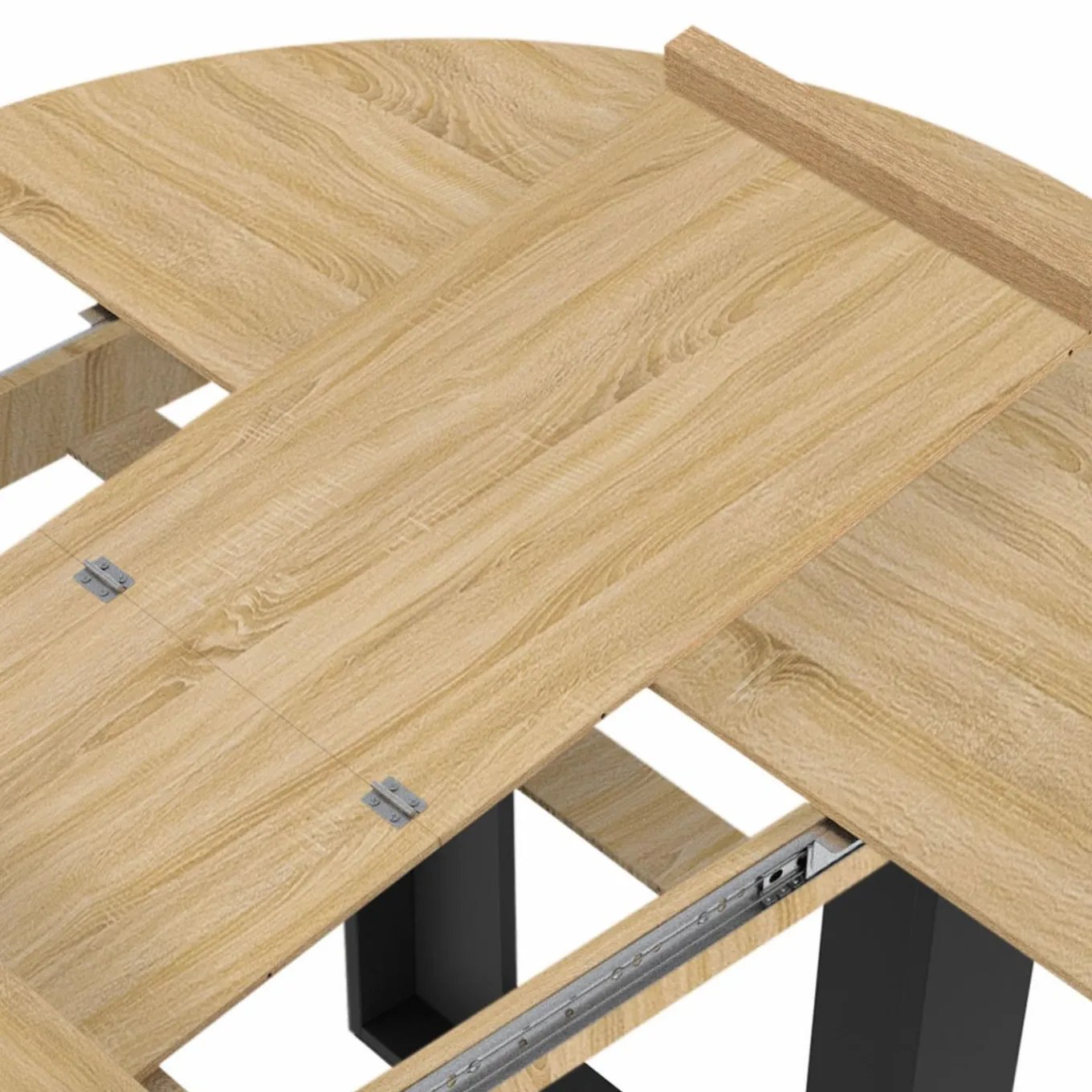 IDMarket Table à manger ronde extensible bois et noir 4-6 personnes* Tables|Tables Et Chaises