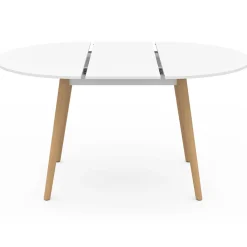 IDMarket Table à manger ronde extensible 4-8 personnes blanc pied bois 110-150 cm* Meubles Blancs|Collection Scandinave