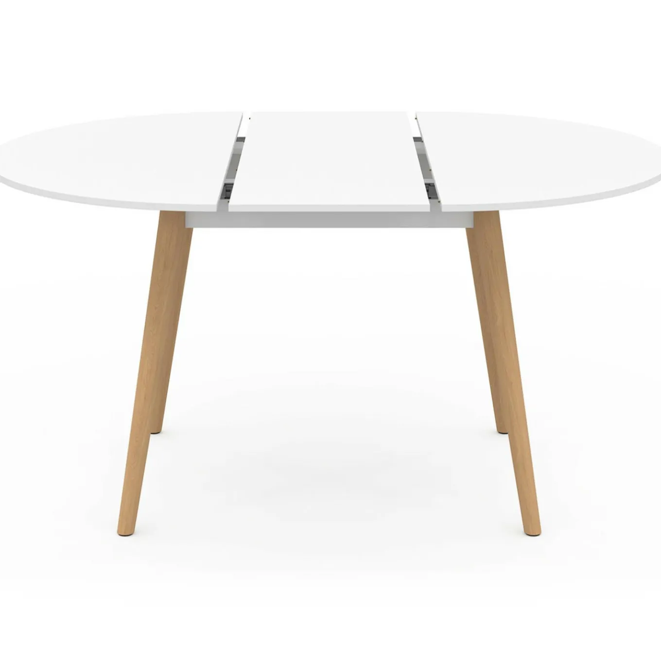 IDMarket Table à manger ronde extensible 4-8 personnes blanc pied bois 110-150 cm* Meubles Blancs|Collection Scandinave