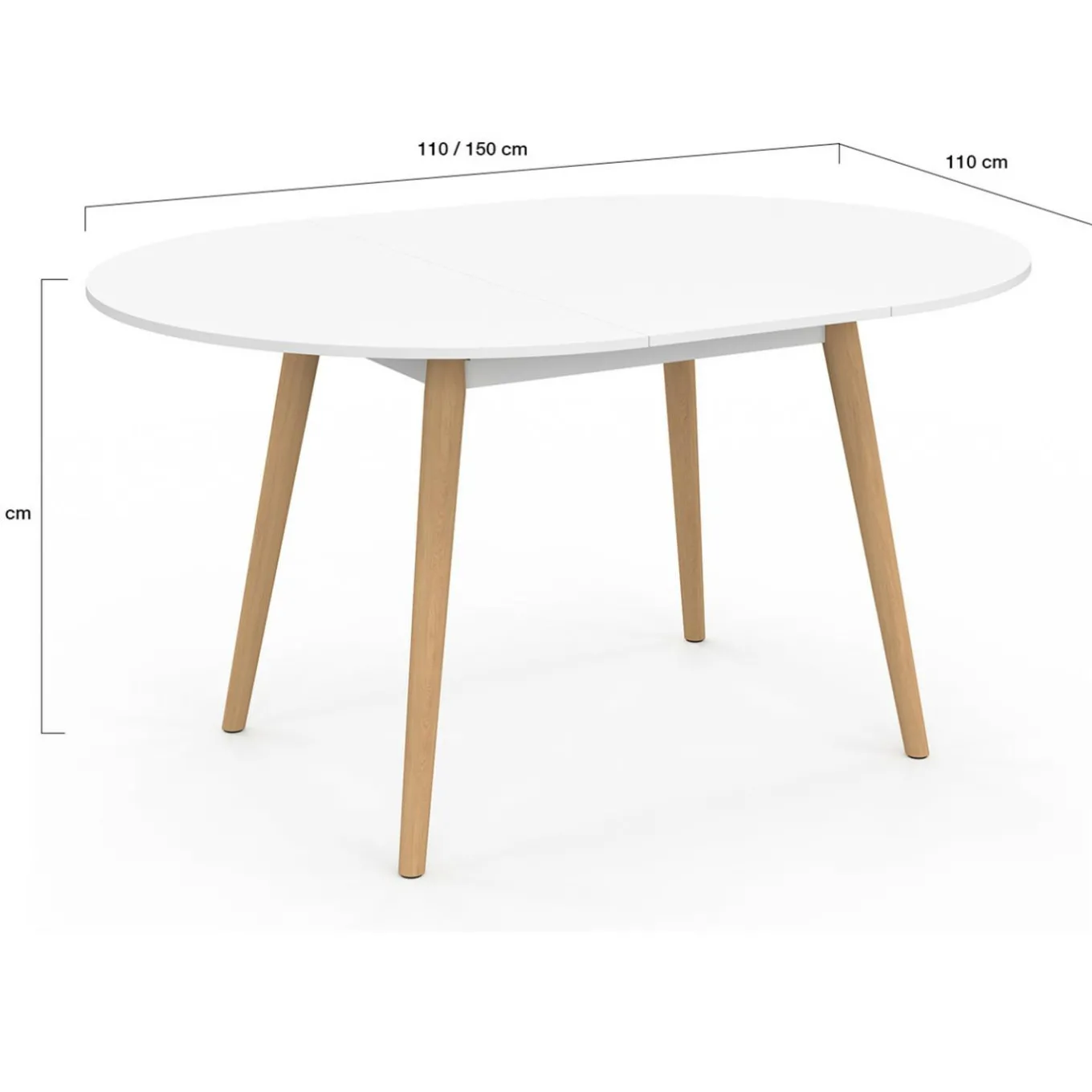 IDMarket Table à manger ronde extensible 4-8 personnes blanc pied bois 110-150 cm* Meubles Blancs|Collection Scandinave