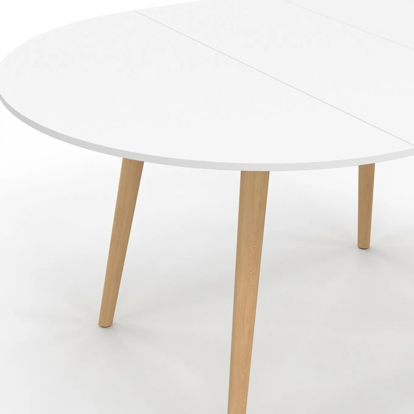 IDMarket Table à manger ronde extensible 4-8 personnes blanc pied bois 110-150 cm* Meubles Blancs|Collection Scandinave