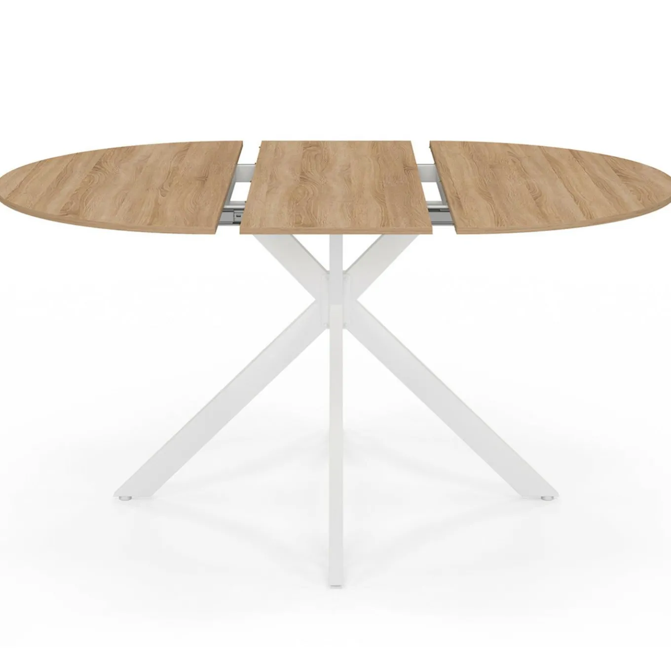 IDMarket Table à manger ronde extensible bois et blanc 110-150 cm 4-8 personnes pied araignée* Tables