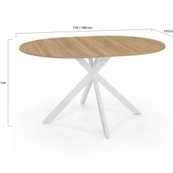 IDMarket Table à manger ronde extensible bois et blanc 110-150 cm 4-8 personnes pied araignée* Tables