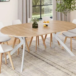 IDMarket Table à manger ronde extensible 110-200 cm 4-10 personnes bois et blanc pied araignée* Tables|Tables Et Chaises