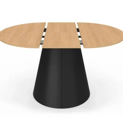IDMarket Table à manger ronde extensible 4-8 personnes bois effet hêtre et pied noir 110-150 cm* Collection Design|Collection Moderne