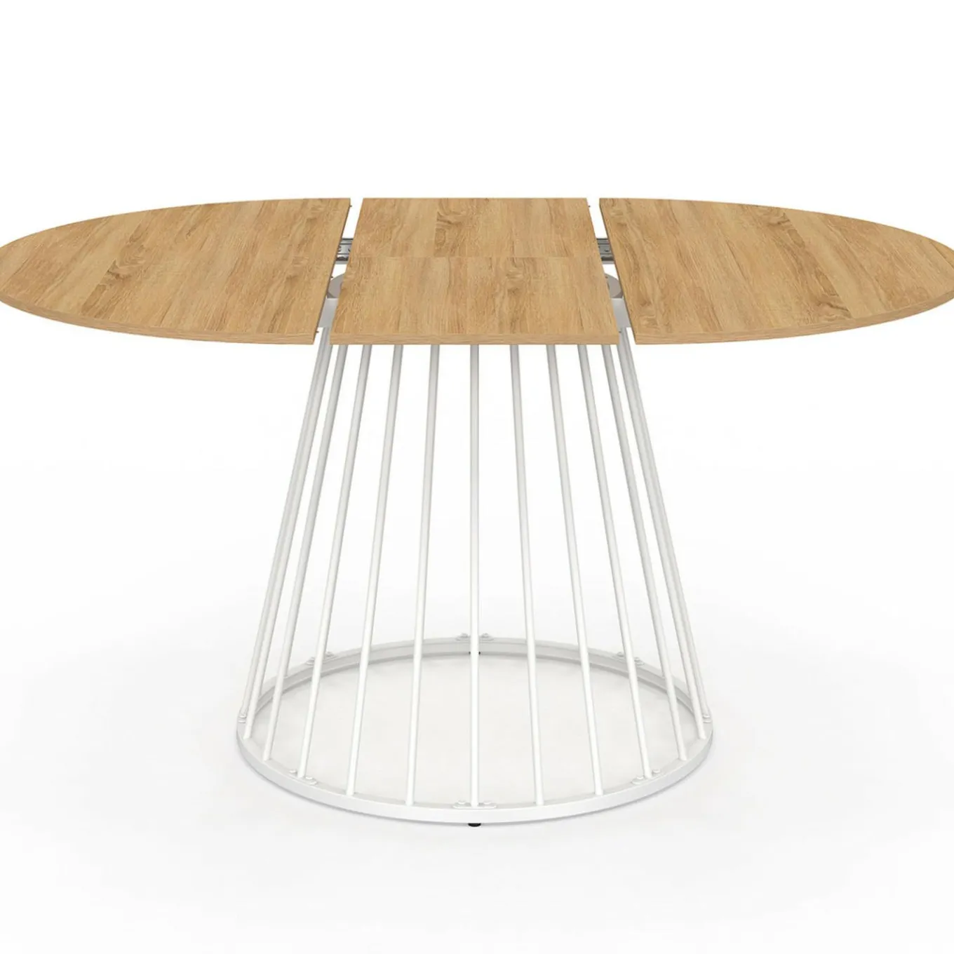 IDMarket Table à manger ronde extensible 110-150 cm 4-8 personnes plateau bois et pied filaire métal blanc* Salle À Manger Complète|Tables Et Chaises