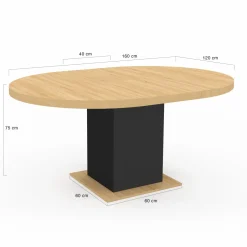 IDMarket Table à manger ronde extensible 4-8 personnes noir et bois* Tables