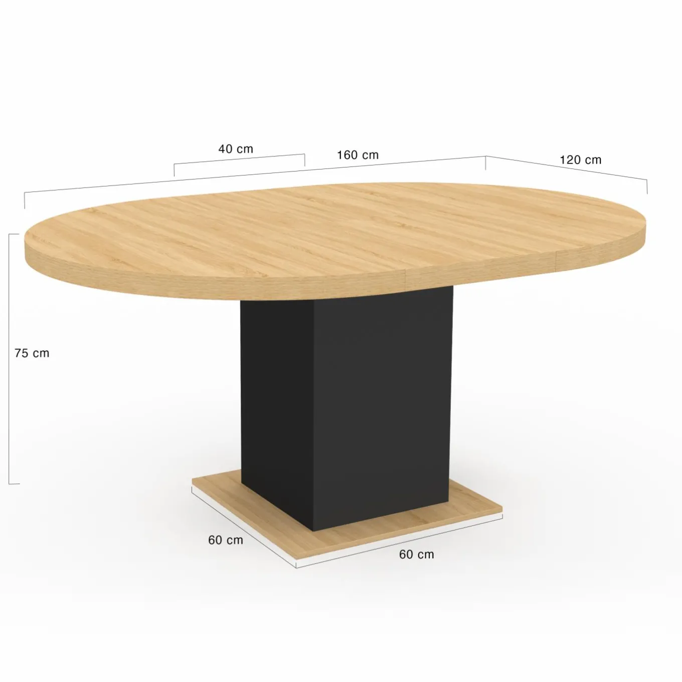 IDMarket Table à manger ronde extensible 4-8 personnes noir et bois* Tables